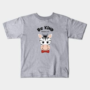 Be Kind Zebra_ Ephesians 4:32_ Zebra Wearing A Bow Tie Kids T-Shirt